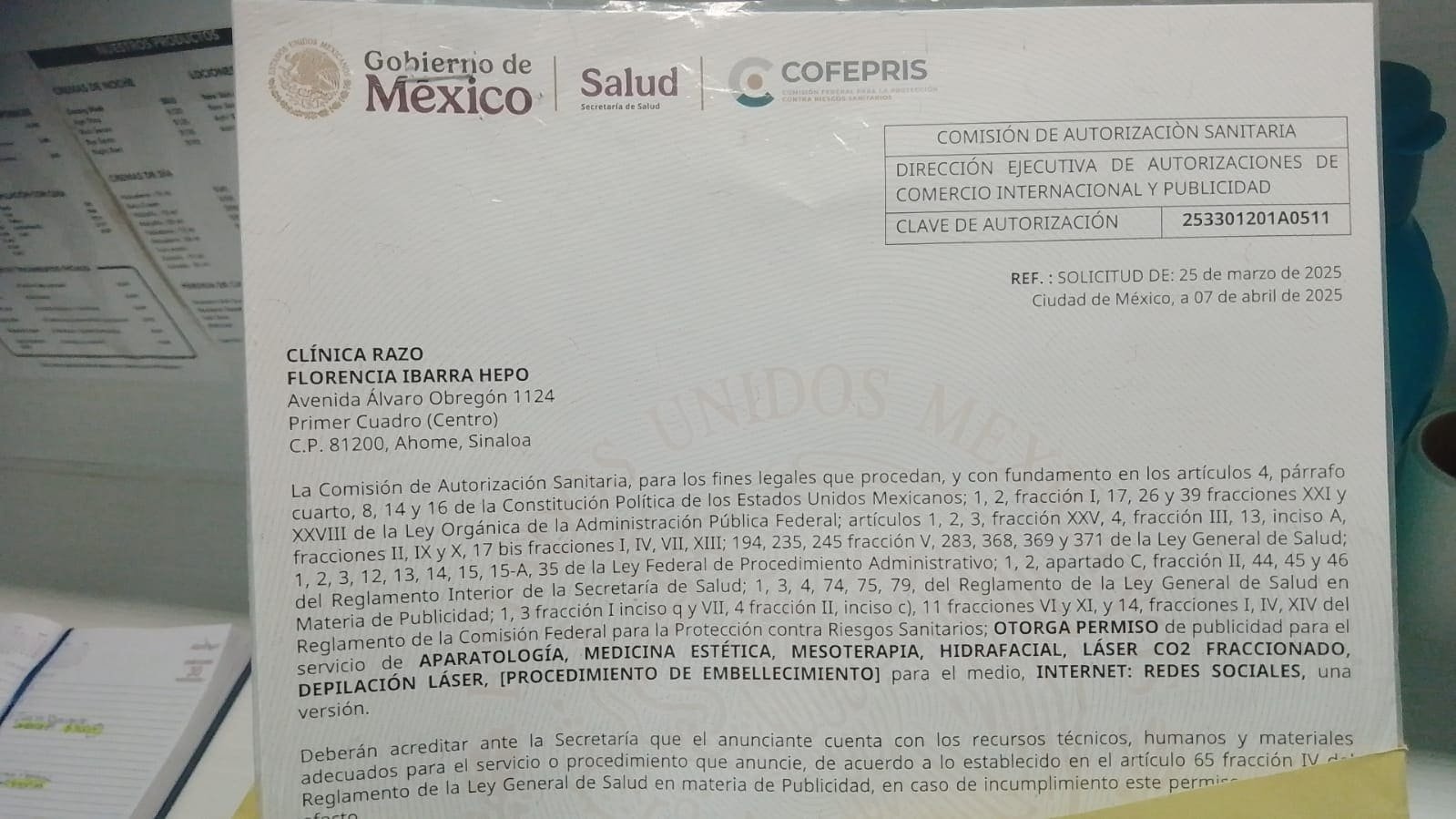 Permiso de Publicidad otorgado por COFEPRIS a cliente de Ji Group