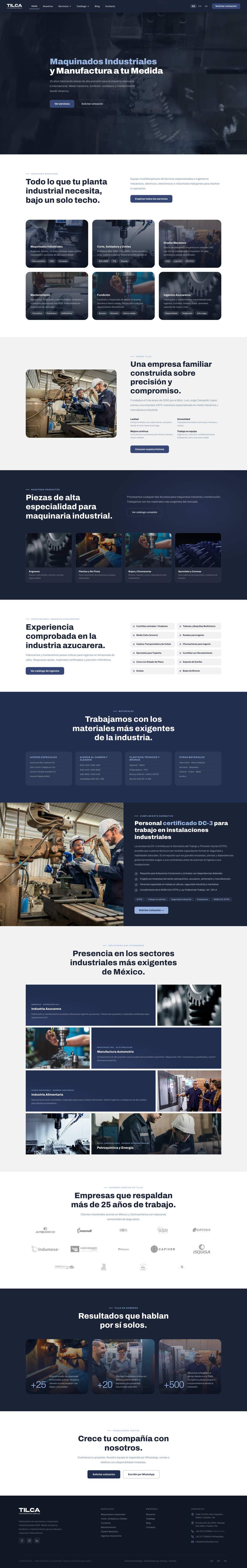 Sitio web de TILCA Industrial (tilcaindustrial.com) desarrollado por Ji Group
